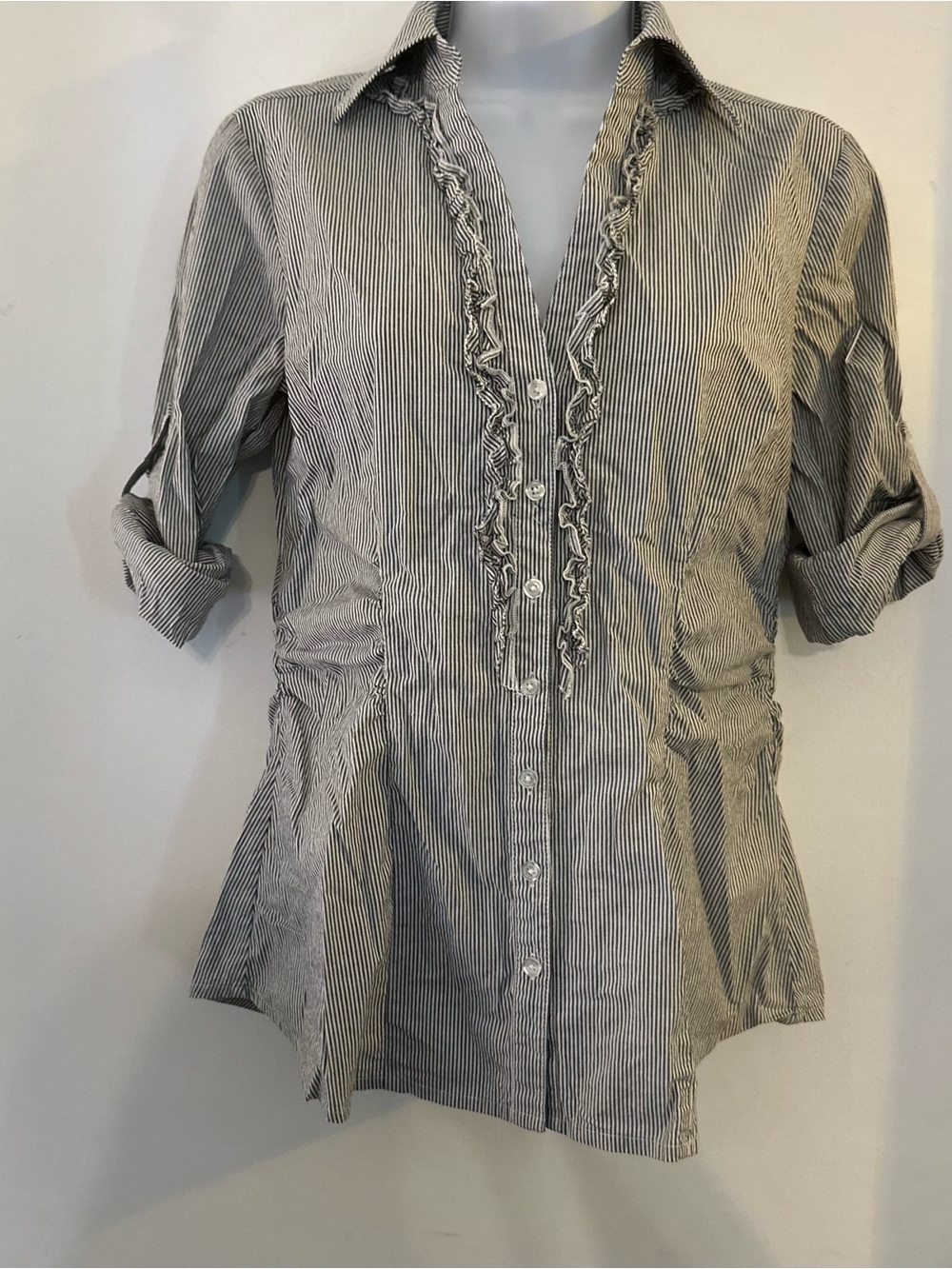 WHBM | Ruffle Front Button-Up Shirt - Picture 4 of 8
